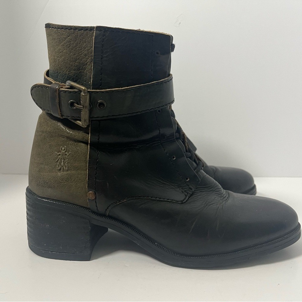 Fly London Mes 2 Black Olive Leather Moto Boots